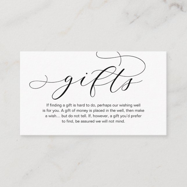 Cartão De Informações Uma Nota Sobre Presentes De Casamento, Lindo Luxo  (Frente)