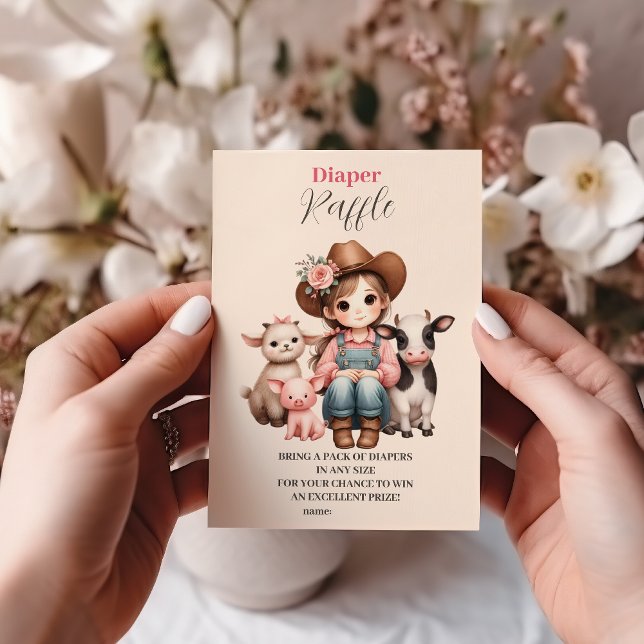 Cartão De Informações Uma Pequena Cowgirl Bebê Diapper Raffle (Criador carregado)