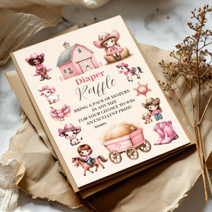 Cartão De Informações Uma Pequena Cowgirl Está A Caminho! Diapper Raffle
