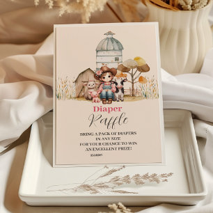 Cartão De Informações Uma Pequena Cowgirl Está A Caminho! Diapper Raffle