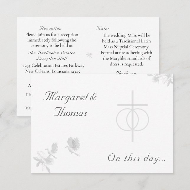 Cartão De Informações Unidade Nupcial Casamento Católico Tradicional (Frente/Verso)