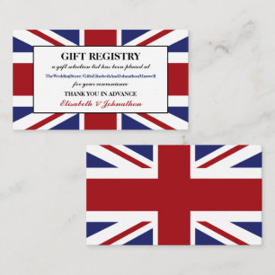 Cartão De Informações Union Jack Flag British Wedding Gift Registry