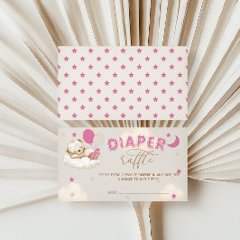 Cartão De Informações Ursinho de Pelúcia Rosa Baby Shower Preppy Sorteio