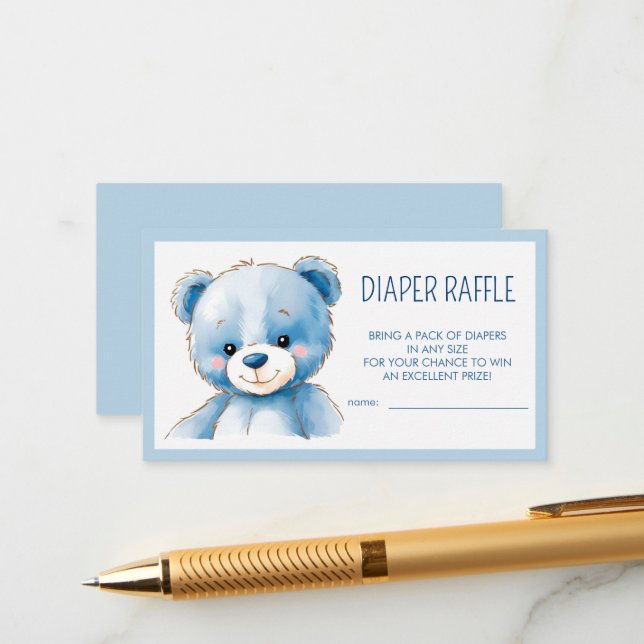 Cartão De Informações Urso azul liso (Frente/Verso In Situ)