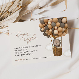 Cartão De Informações Urso, Balões Marrons, Fralda-Chá de fraldas Raffle