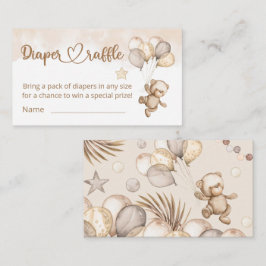 Cartão De Informações Urso Bebê Fralda Chá de fraldas Raffle