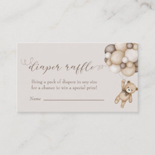 Cartão De Informações Urso Bonito com Fralda de Balões