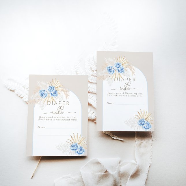 Cartão De Informações Urso Chá de fraldas Azul-Garoto Fralda Raffle (Criador carregado)