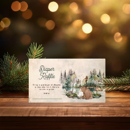 Cartão De Informações Urso Chá de fraldas Russo Raffle