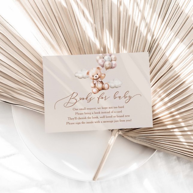 Cartão De Informações Urso Com Chás de fraldas De Balões Para Bebê (Criador carregado)