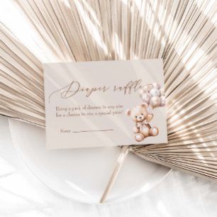 Cartão De Informações Urso com Fralda de Balões Raffle