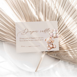 Cartão De Informações Urso com Fralda de Balões Raffle