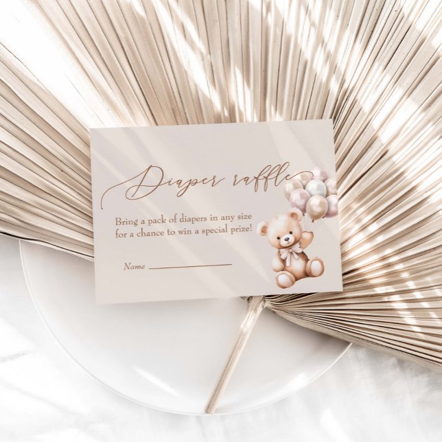 Cartão De Informações Urso com Fralda de Balões Raffle (Criador carregado)