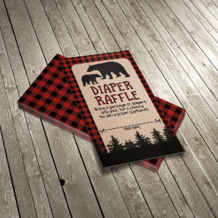 Cartão De Informações Urso da Placa Raffle da Fralda da tomada de madeir