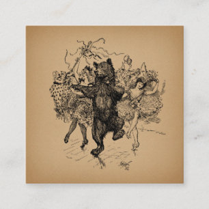 Cartão De Informações Urso Dançante Vintage Arte Circus