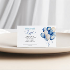 Cartão De Informações Urso de Balão Azul Sorteio de Fraldas Churrasco de