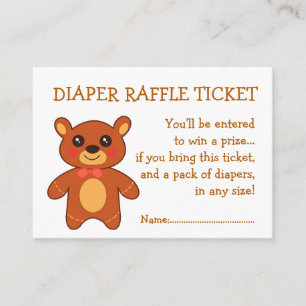 Cartão De Informações Urso de Corte de Bilhete de Raffle fralda