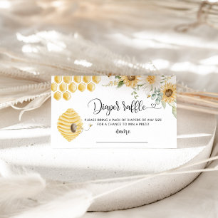 Cartão De Informações Urso de mel, bilhete de fralda de girassol