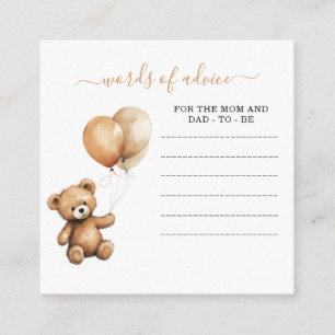 Cartão De Informações Urso de pelúcia baby shower urso com balões