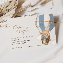 Cartão De Informações Urso de Pelúcia, Balão de Ar Quente Azul, Sorteio 