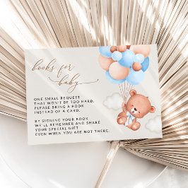 Cartão De Informações Urso de Pelúcia, Balões Azuis, Livros Para Bebê