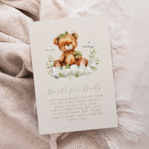 Cartão De Informações Urso de Pelúcia Fofo com Folhagens para Livros par