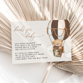 Cartão De Informações Urso De Teddy, Balão De Ar Quente Castanho, Livros