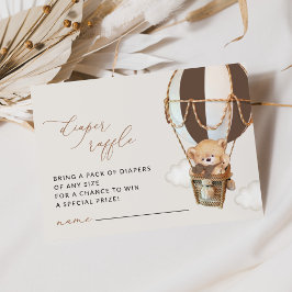 Cartão De Informações Urso de Teddy, Balão de Ar Quente Castanho, Raffle