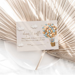 Cartão De Informações Urso De Teddy Bonito Com Balões Azuis Fralda Raffl