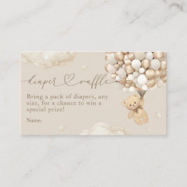 Cartão De Informações Urso de Teddy com Balões Chá de fraldas Neutro