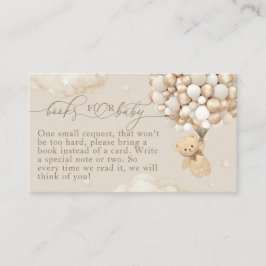 Cartão De Informações Urso de Teddy com Balões Chá de fraldas Neutro