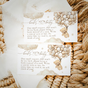 Cartão De Informações Urso de Teddy com Balões Chá de fraldas Neutro