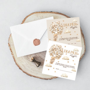 Cartão De Informações Urso de Teddy Com Balões Neutros - Fralda Raffle