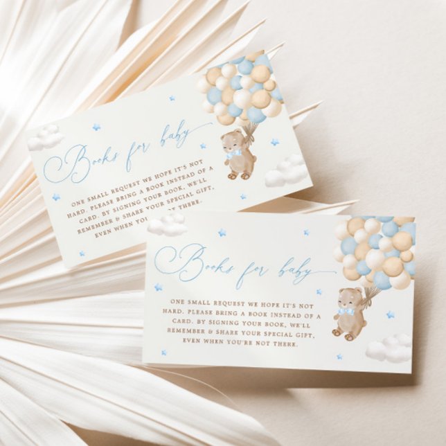 Cartão De Informações Urso de Teddy com Pedido de Livro de Balões Azuis (Criador carregado)