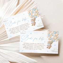 Cartão De Informações Urso de Teddy com Pedido de Livro de Balões Azuis