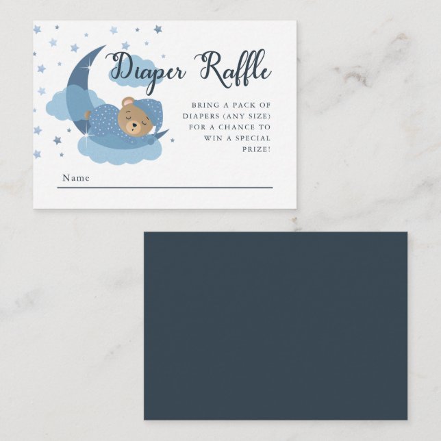 Cartão De Informações Urso Dormindo Sobre A Fralda Da Lua (Frente/Verso)