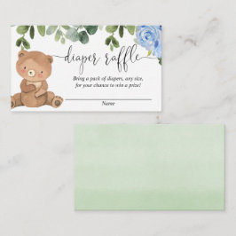 Cartão De Informações Urso verde azul-floral rifa de fralda