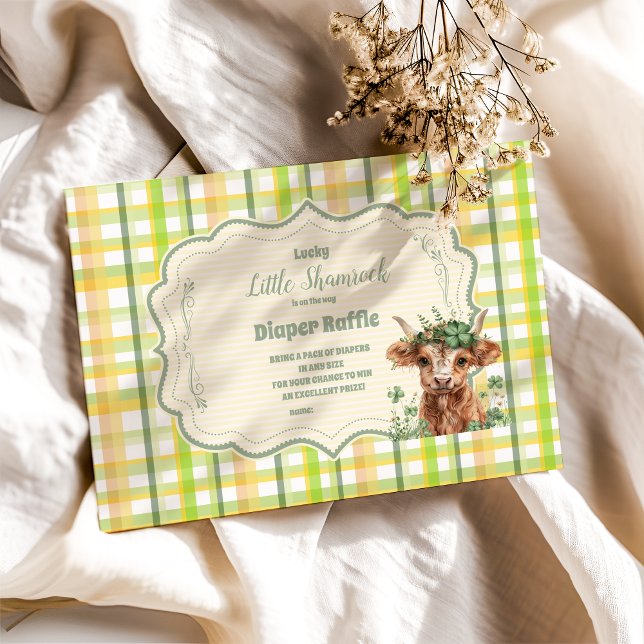 Cartão De Informações Vaca Highland Lucky Little Shamroc Diapper Raffle (Criador carregado)