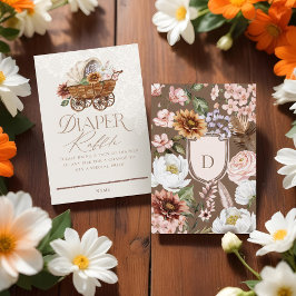 Cartão De Informações Vagão Floral Oeste Selvagem Carneiro Fralda Raffle