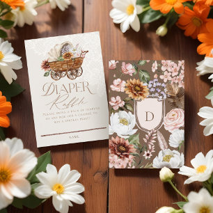 Cartão De Informações Vagão Floral Oeste Selvagem Carneiro Fralda Raffle