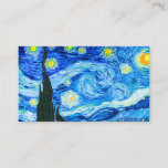 Cartão De Informações Van Gogh Starry Night<br><div class="desc">Cartão de gabinete com a pintura a óleo de Vincent van Gogh na Noite Estrelada (1889). Inspirada pela sua estadia num asilo, a arte representa uma aldeia debaixo de um céu noturno de lua azul e amarela e estrelas. Um presente de excelente para fãs do Poste-impressionismo e da arte holandesa....</div>