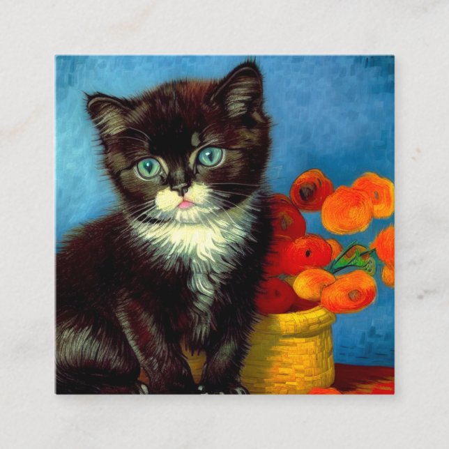 Cartão De Informações Van Gogh Tuxedo Cat (Frente)