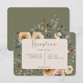 Cartão De Informações Vanilla White Boho Rosas Sage Recepção Verde