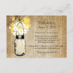 Cartão De Informações Vaso de Pedra Rústico Antigo com Margaridas e Flor