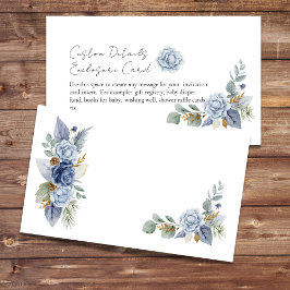 Cartão De Informações Vazio DIY Greenery Derrame Azul
