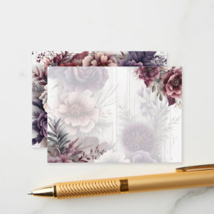 Cartão De Informações Vazio floral Elegante, rosa e marrom