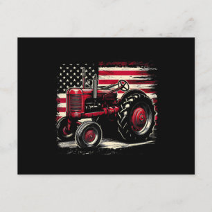 Cartão De Informações Velho Trator Cub Farmall Bandeira Americana Patrió