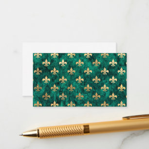 Cartão De Informações Veludo Verde Grunge Fleur De Lis Mardi Gras