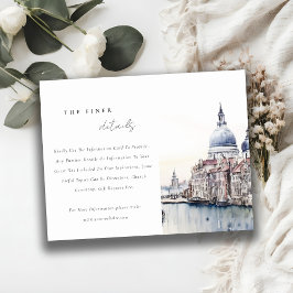 Cartão De Informações Veneza Itália Canals Watercolor