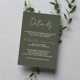 Cartão De Informações Verdadeira Simplicidade 3 Script Mínimo Verde Camo